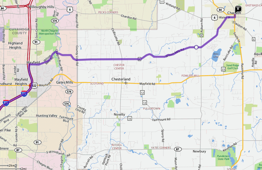 Map - Chardon Approaching From Southwest