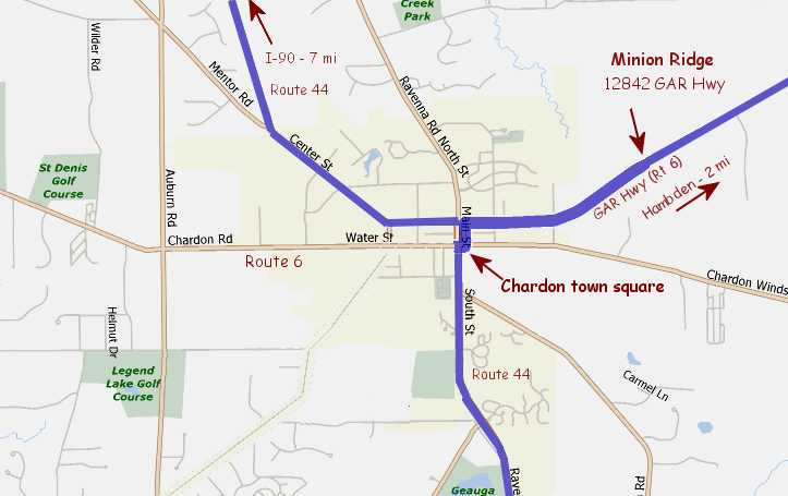 Map - Minion Ridge Directions from Chardon