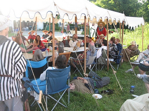 Sitting around the main hall at Second Bardic Roundhouse